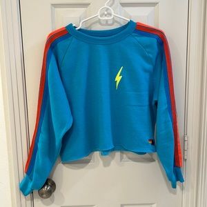 RARE AVIATOR NATION BLUE CROPPED SWEATSHIRT SIZE: M GREAT CONDITION, NEVER WORN.